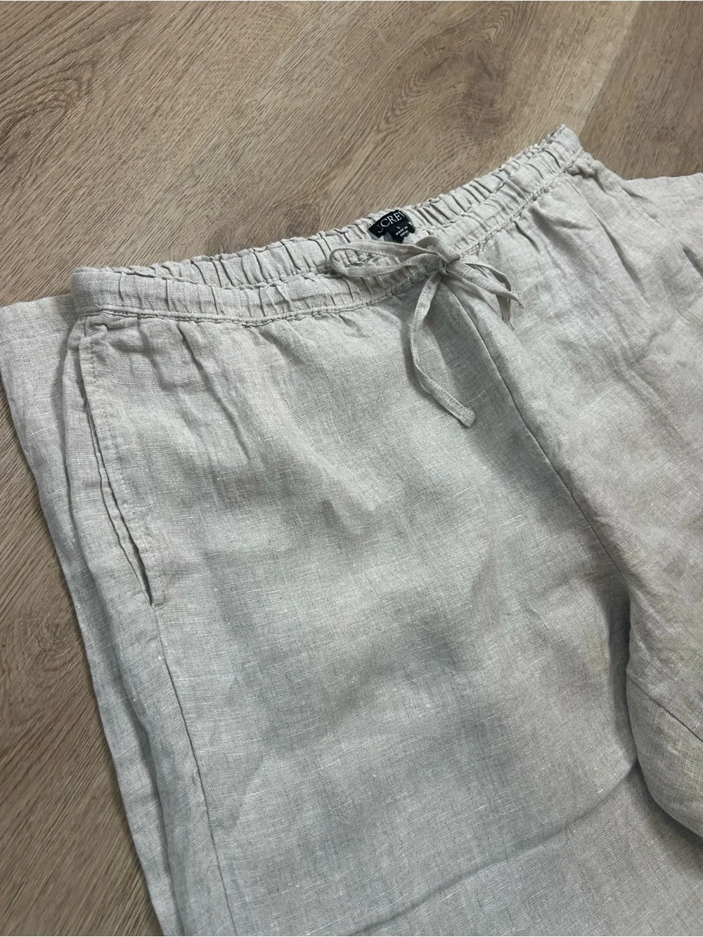 NWT J. Crew 100% Linen Soleil Drawstring Straight Leg Pant in Flax